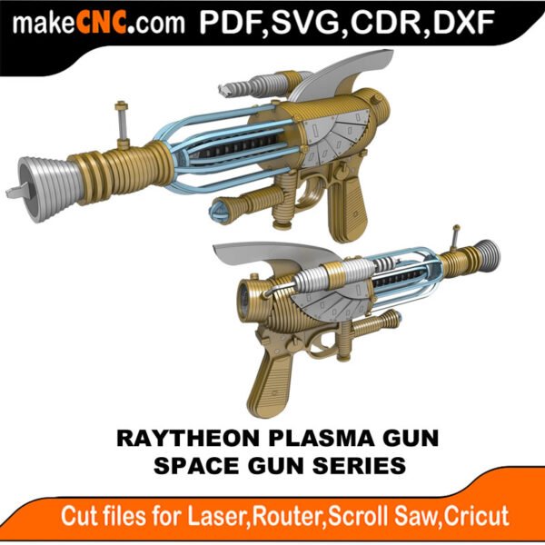 The Raytheon Plasma - Ray Gun Series : 3D Puzzle, Laser Cut, Scroll Saw, CNC Router, Template, Pattern, DXF, CDR, SVG
