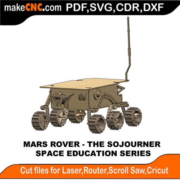 Mars Rover - The Sojourner - Space Education : 3D Puzzle, Laser Cut, Scroll Saw, CNC Router, Template, Pattern DXF, CDR, SVG