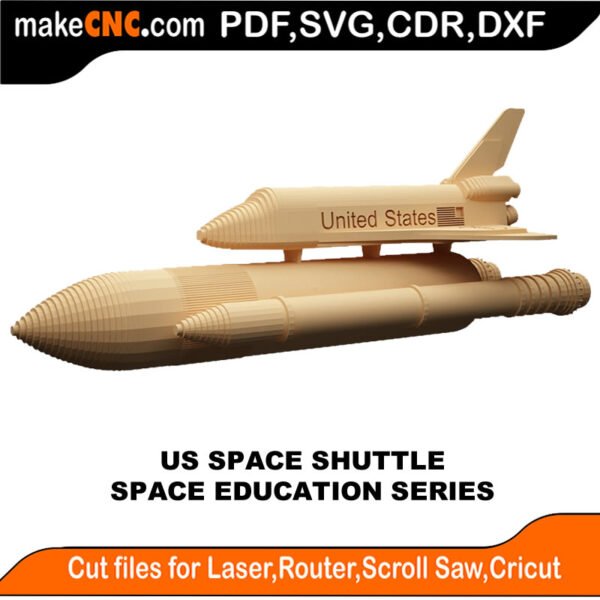 US Space Shuttle - Space Education : 3D Puzzle, Laser Cut, Scroll Saw, CNC Router, Template, Pattern DXF, CDR, SVG