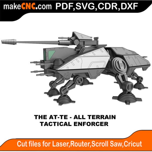AT-TE - Star Wars Inspired - Science Fiction Series : 3D Puzzle, Laser Cut, Scroll Saw, CNC Router, Template, Pattern DXF, CDR, SVG