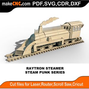 3D puzzle of a Raytron Steamer, precision laser-cut CNC template