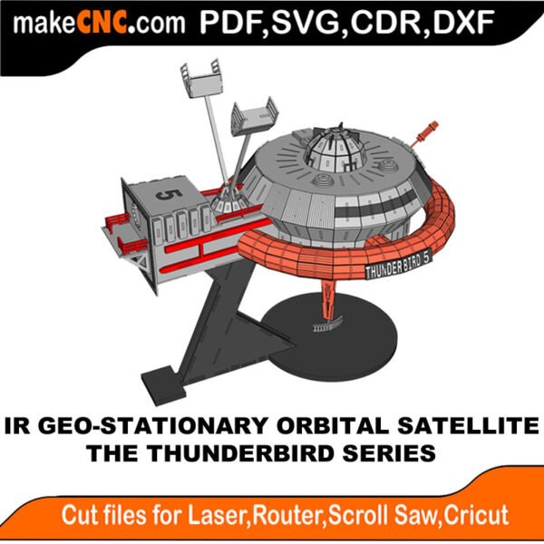 Thunderbird 5 - IR Geo Stationary Orbital Satellite : 3D Puzzle, Laser Cut, Scroll Saw, CNC Router, Template, Pattern DXF, CDR, SVG
