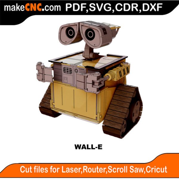 WALL-E : 3D Puzzle, Laser Cut, Scroll Saw, CNC Router, Template, Pattern, DXF, CDR, SVG