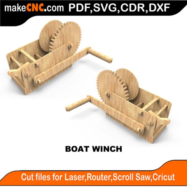Boat Winch : 3D Puzzle, Laser Cut, Scroll Saw, CNC Router, Template, Pattern, DXF, CDR, SVG