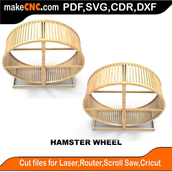 Hamster Wheel : 3D Puzzle, Laser Cut, Scroll Saw, CNC Router, Template, Pattern, DXF, CDR, SVG