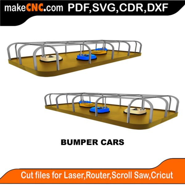 Bumper Cars : 3D Puzzle, Laser Cut, Scroll Saw, CNC Router, Template, Pattern, DXF, CDR, SVG