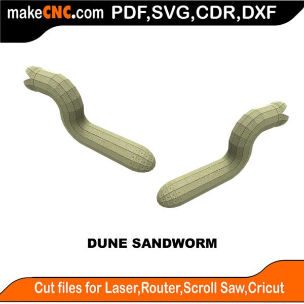 Dune Sandworm : 3D Puzzle, Laser Cut, Scroll Saw, CNC Router, Template, Pattern, DXF, CDR, SVG