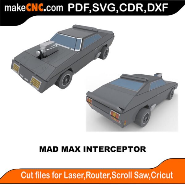 Mad Max Interceptor : 3D Puzzle, Laser Cut, Scroll Saw, CNC Router, Template, Pattern, DXF, CDR, SVG