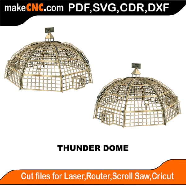 Thunder Dome : 3D Puzzle, Laser Cut, Scroll Saw, CNC Router, Template, Pattern, DXF, CDR, SVG