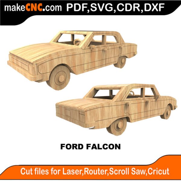Ford Falcon : 3D Puzzle, Laser Cut, Scroll Saw, CNC Router, Template, Pattern, DXF, CDR, SVG