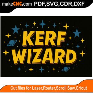 Kerf and Fitment Wizard app interface showing machine and material profiles, kerf test planner table, and slot fit calculation tools for laser cutting projects