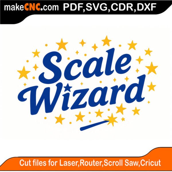 Scale Wizard v2 app interface showing material thickness inputs, scale percentage calculation, and slot-and-tab scaling tools for laser and CNC projects