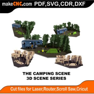 3D Scene Camping Scene MakeCNC SVG DXF PDF CDR 3D puzzle pattern product image