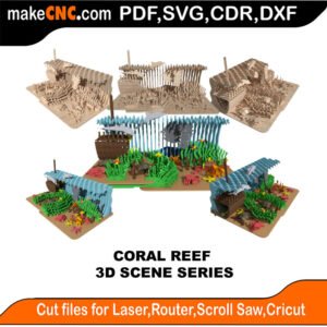 3D Scene Coral Reef MakeCNC SVG DXF PDF CDR 3D puzzle pattern product image