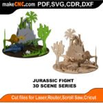 3D Scene Jurassic Fight MakeCNC SVG DXF PDF CDR 3D puzzle pattern product image
