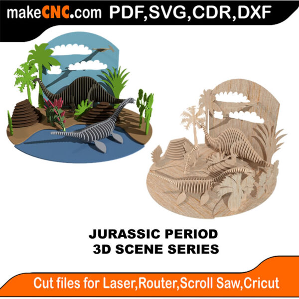 3D Scene Jurassic Period MakeCNC SVG DXF PDF CDR 3D puzzle pattern product image