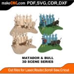3D Scene Matador Bull MakeCNC SVG DXF PDF CDR 3D puzzle pattern product image