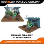3D Scene Mermaid on a Reef MakeCNC SVG DXF PDF CDR 3D puzzle pattern product image