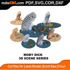 3D Scene Moby Dick MakeCNC SVG DXF PDF CDR 3D puzzle pattern product image
