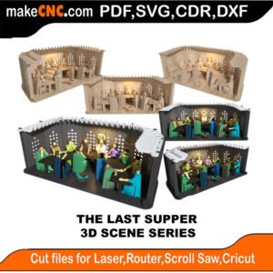 3D Scene The Last Supper MakeCNC SVG DXF PDF CDR 3D puzzle pattern product image