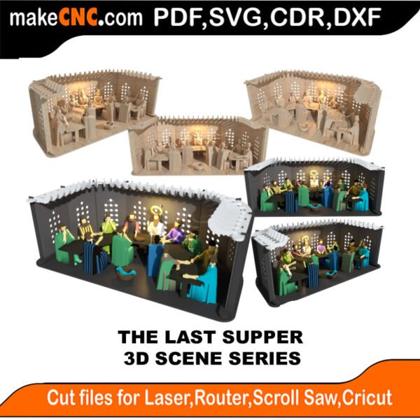 3D Scene The Last Supper MakeCNC SVG DXF PDF CDR 3D puzzle pattern product image