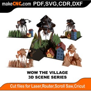 3D Scene WOW The Village MakeCNC SVG DXF PDF CDR 3D puzzle pattern product image