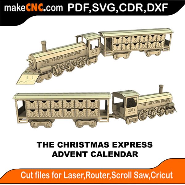 AC Christmas Express MakeCNC SVG DXF PDF CDR 3D puzzle pattern product image