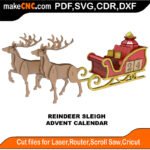 AC Christmas Reindeer Sleigh MakeCNC SVG DXF PDF CDR 3D puzzle pattern product image