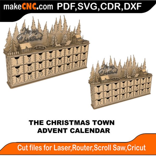 AC Christmas Town MakeCNC SVG DXF PDF CDR 3D puzzle pattern product image