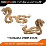 Animals Deadly Cobra Snake MakeCNC SVG DXF PDF CDR 3D puzzle pattern product image