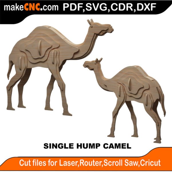 Animals Single Hump Camel MakeCNC SVG DXF PDF CDR 3D puzzle pattern product image