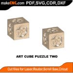 Art Cube Puzzle Two MZST MakeCNC SVG DXF PDF CDR 3D puzzle pattern product image