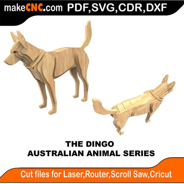 Australian Animals Dingo MakeCNC SVG DXF PDF CDR 3D puzzle pattern product image