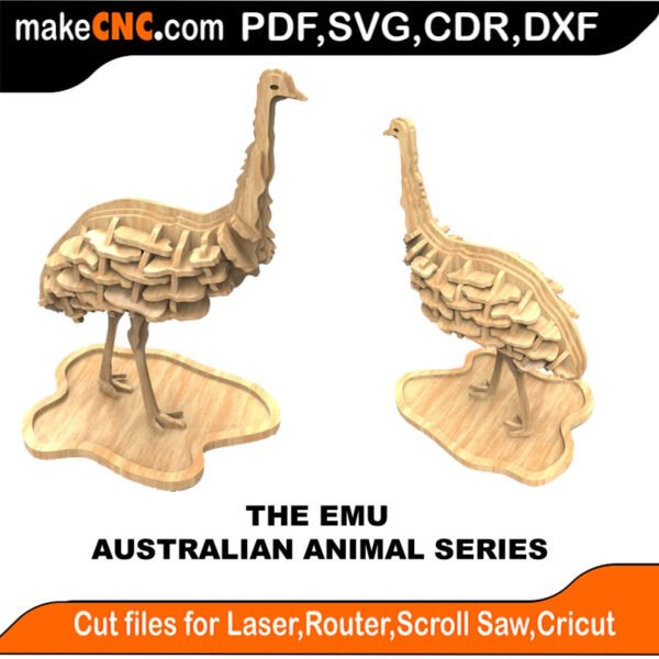 Australian Animals Emu MakeCNC SVG DXF PDF CDR 3D puzzle pattern product image