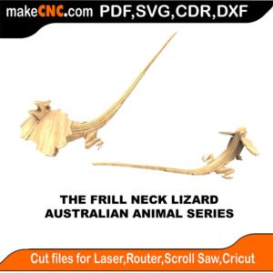 Australian Animals Frill Neck Lizard MakeCNC SVG DXF PDF CDR 3D puzzle pattern product image