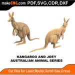 Australian Animals Kangaroo Joey MakeCNC SVG DXF PDF CDR 3D puzzle pattern product image