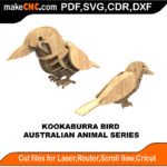 Australian Animals Kookaburra Bird MakeCNC SVG DXF PDF CDR 3D puzzle pattern product image