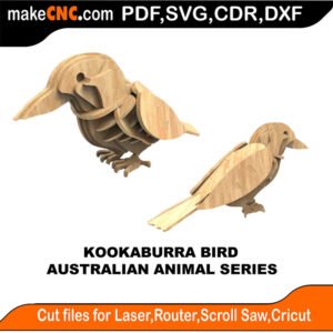 Australian Animals Kookaburra Bird MakeCNC SVG DXF PDF CDR 3D puzzle pattern product image