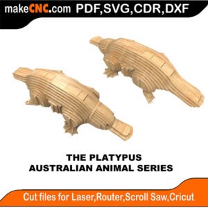 Australian Animals Platypus MakeCNC SVG DXF PDF CDR 3D puzzle pattern product image