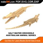 Australian Animals Salt Water Crocodile MakeCNC SVG DXF PDF CDR 3D puzzle pattern product image