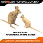 Australian Animals Wallaby MakeCNC SVG DXF PDF CDR 3D puzzle pattern product image
