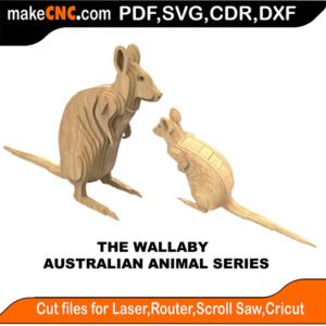 Australian Animals Wallaby MakeCNC SVG DXF PDF CDR 3D puzzle pattern product image