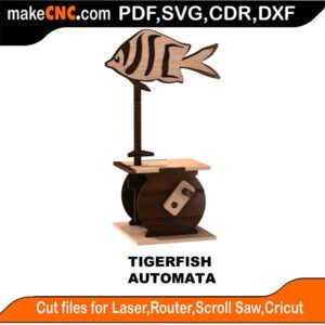 Automata Tigerfish MakeCNC SVG DXF PDF CDR 3D puzzle pattern product image