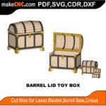Barrel Lid Toy Box MZST MakeCNC SVG DXF PDF CDR 3D puzzle pattern product image