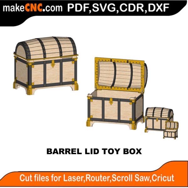 Barrel Lid Toy Box MZST MakeCNC SVG DXF PDF CDR 3D puzzle pattern product image