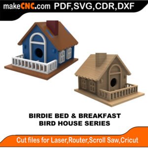 Bird House Birdie Bed Breakfast MakeCNC SVG DXF PDF CDR 3D puzzle pattern product image