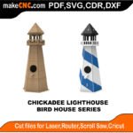 Bird House Chickadee Lighthouse MakeCNC SVG DXF PDF CDR 3D puzzle pattern product image