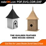 Bird House Guilded Feather MakeCNC SVG DXF PDF CDR 3D puzzle pattern product image