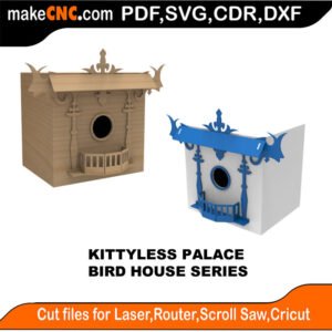 Bird House Kittyless Palace MakeCNC SVG DXF PDF CDR 3D puzzle pattern product image
