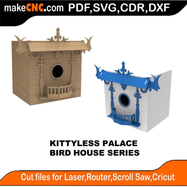 Bird House Kittyless Palace MakeCNC SVG DXF PDF CDR 3D puzzle pattern product image